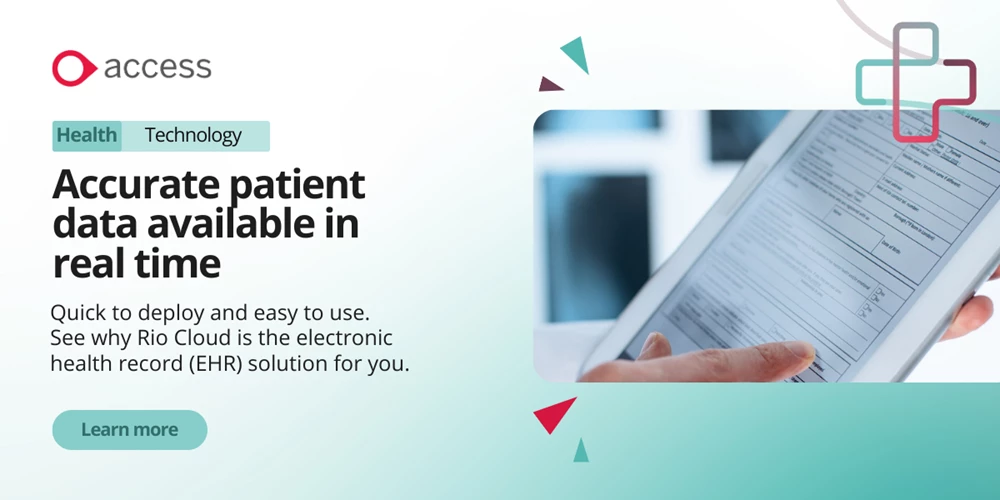 An advert for Access Rio Cloud patient records software.