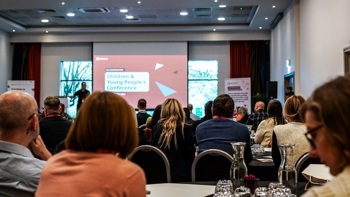A view from the back of our packed auditorium for the CYP Conference.