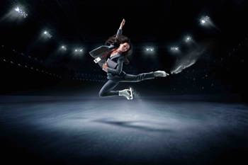 Evo poster - Lady in suit ice skating