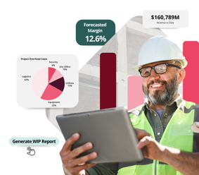 Construction manager using device in construction