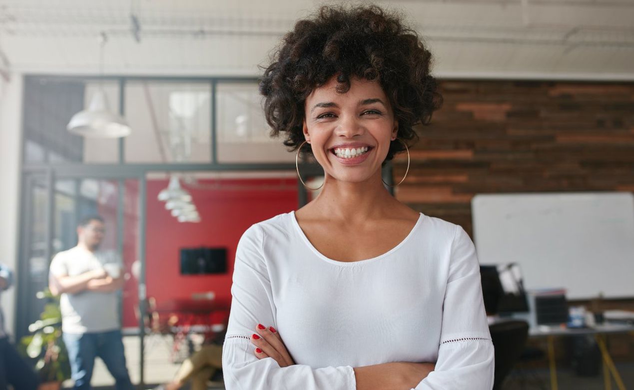 lady with white top on