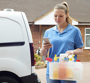House cleaner using mobile device