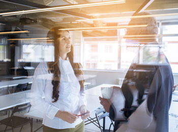 two recruitment business women talking with each other