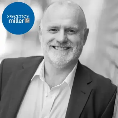 Testimonial section showing a photo of Paul Miller from Sweeny Miller