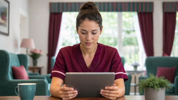 carer on tablet