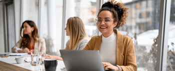 Woman working on a laptop