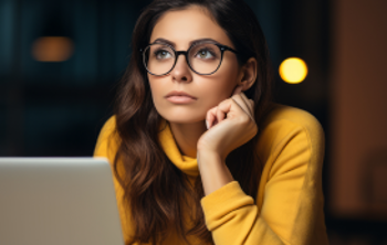A woman completing a mental health self-appraisal form.