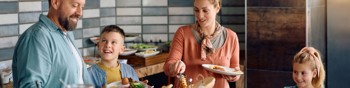 Family At Breakfast Buffet