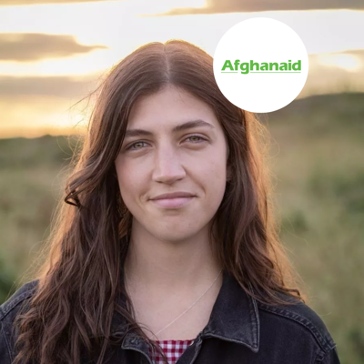 Afghanaid volunteer with logo