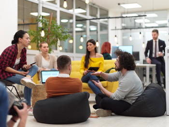 A group of young people having a group discussion 