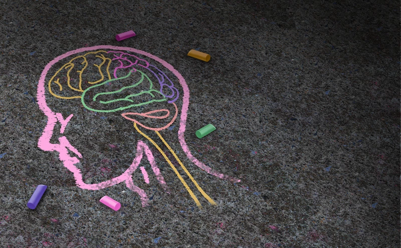 a chalk drawing of a mind to represent the mental health conditions in children 