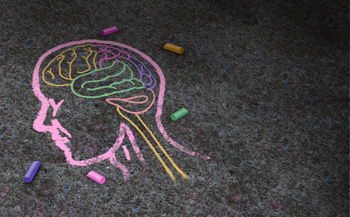 a chalk drawing of a mind to represent the mental health conditions in children