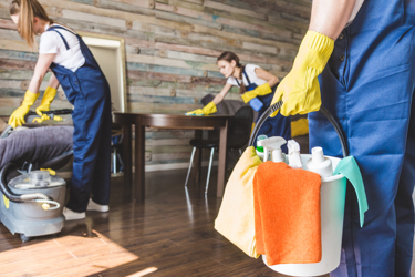 People cleaning indoors