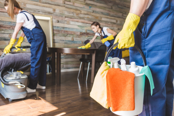 People cleaning indoors