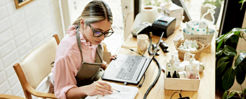 Woman working at a desk