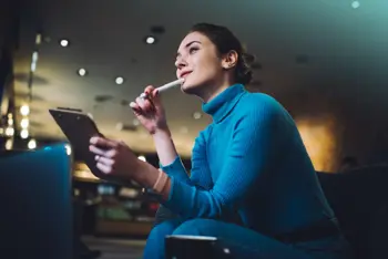 female learner in thought