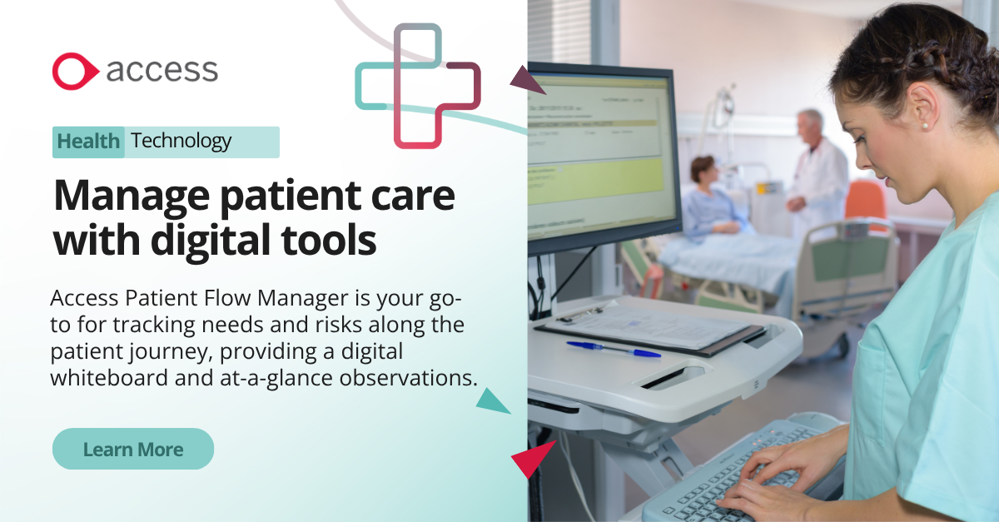 A CTA banner for Access Patient Flow Manager.