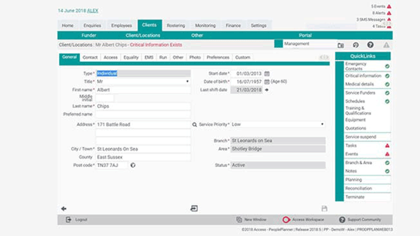 Screenshot of client desktop