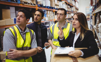 Image of WMS implementation meeting in a warehouse
