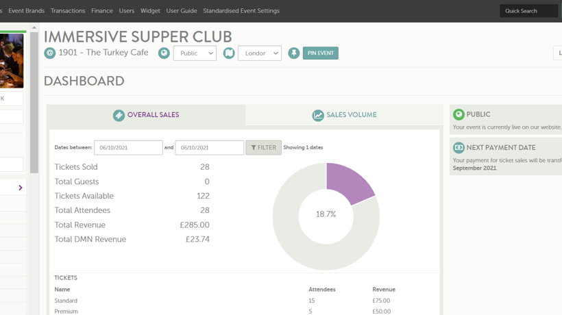 Tonic Ticketing Screenshot