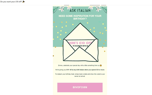 Ask Italian email example