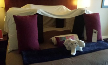 A towel shaped like an elephant