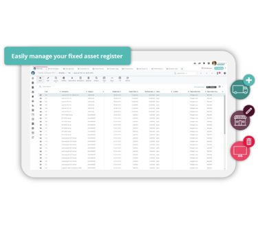 Fixed asset accounting software on screen