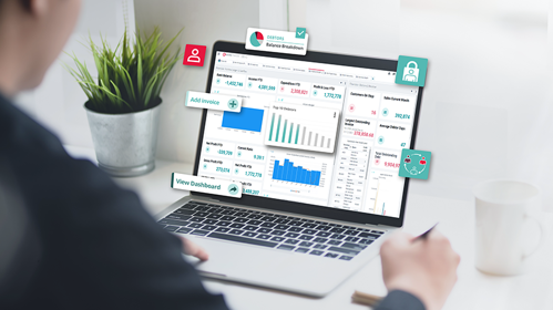 Man using Access Financials on laptop