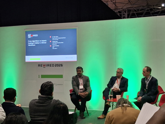 Alan payne, umang patel and james woollard in AI discussion at Rewired 2026