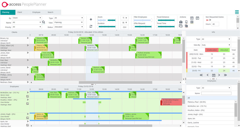 A screen of Access people planning software
