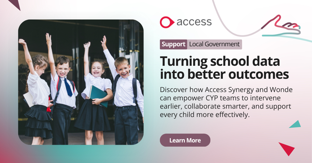 A call-to-action banner for Access Synergy software and how it can benefit CYP teams.
