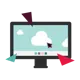 Icon suggesting virtual desktop environment hosted in the cloud