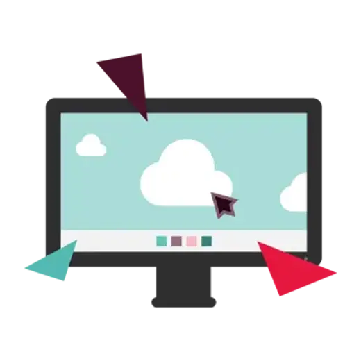 Icon suggesting virtual desktop environment hosted in the cloud