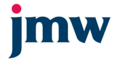 JMW Solicitors logo with lowercase blue lettering and a pink dot accent