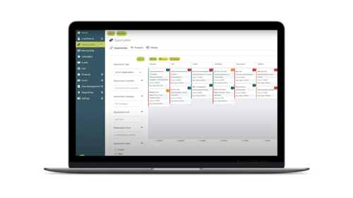 Donorfy major donor management screenshot on laptop