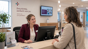 An example photo of a Dutch healthcare centre reception desk.