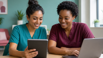 Two community health clinicians at work.