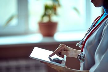 Medical staff and hospital at home