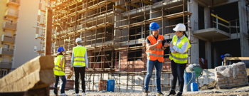 construction worker looking at a tablet