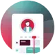 Icon of a digital profile card with a user avatar and interface controls