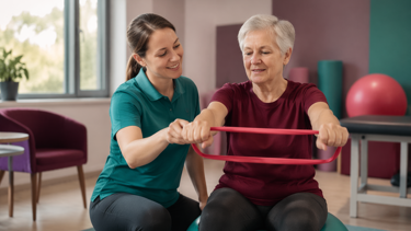A community physio working with a patient.