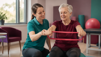 A community physio working with a patient.