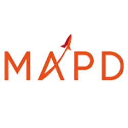 MAPD logo with orange text and an upward-pointing rocket