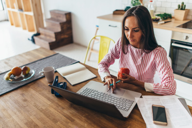 Lady working from home on her laptop
