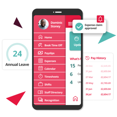 Employee self-serve menu on mobile app