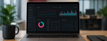 Data dashboard on a laptop screen