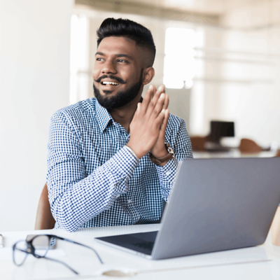 Man using finance systems