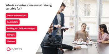 asbestos awareness trainings is suitable for construction workers, contractors, painters, cleaners and more