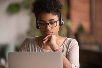 woman working on a lptop