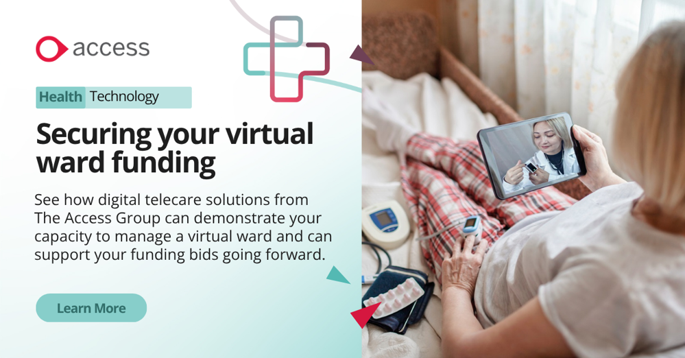 A call to action banner promoting Access and its digital telecare solutions to support virtual wards.